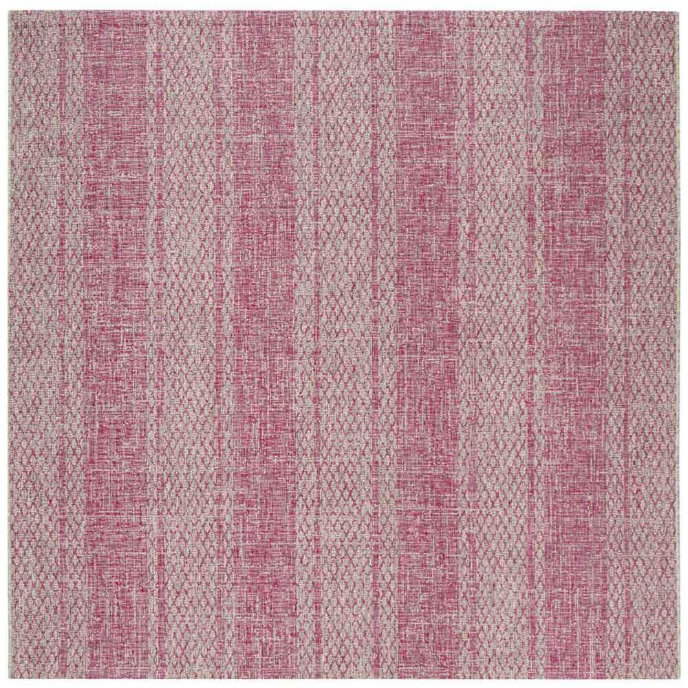 COURTYARD, LIGHT GREY/FUCHSIA, 6'-7" Square, Area Rug, CY8736-39712-7SQ. Picture 1
