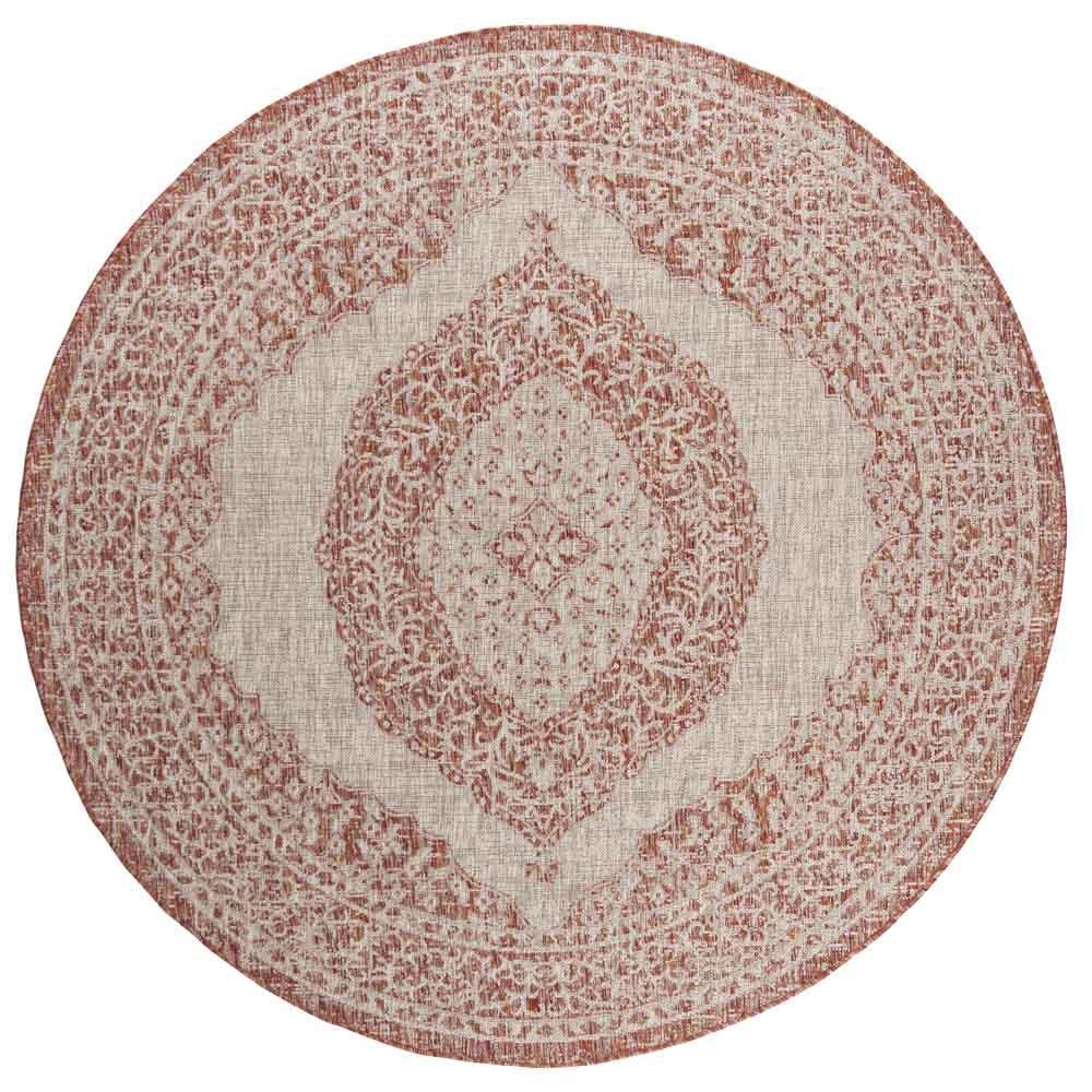 COURTYARD, LIGHT BEIGE/TERRACOTTA, 6'-7" Round, Area Rug, CY8751-36512-7R. Picture 1