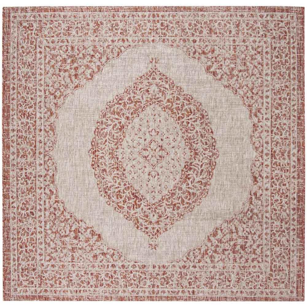 COURTYARD, LIGHT BEIGE/TERRACOTTA, 6'-7" Square, Area Rug, CY8751-36512-7SQ. Picture 1