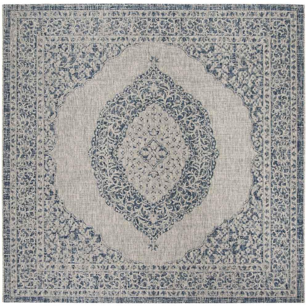 COURTYARD, LIGHT GREY / BLUE, 6'-7" X 6'-7" Square, Area Rug, CY8751-36812-7SQ. Picture 1