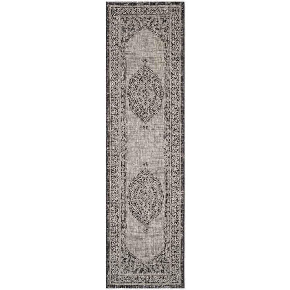 COURTYARD, LIGHT GREY / BLACK, 2'-3" X 12', Area Rug. Picture 1