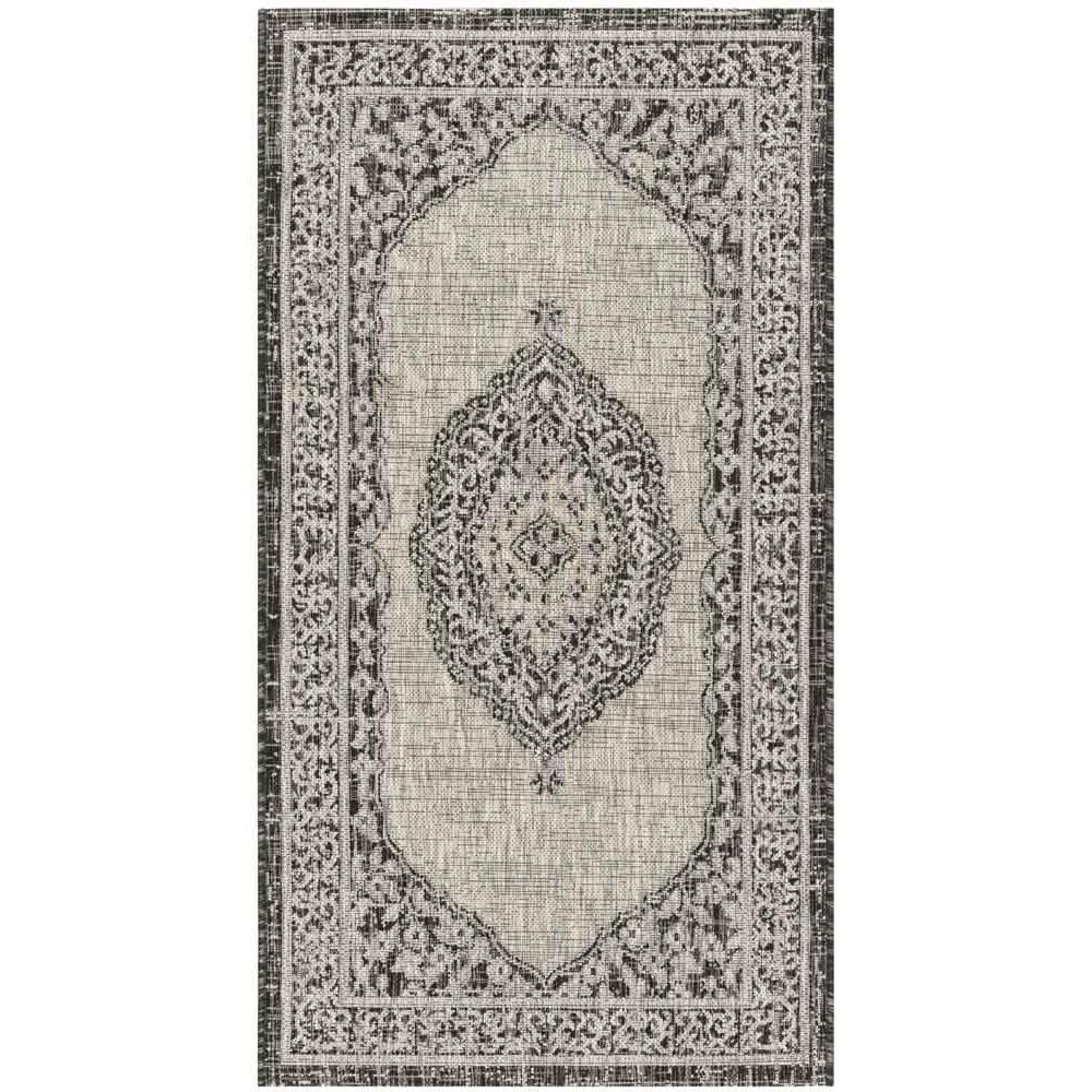 COURTYARD, LIGHT GREY / BLACK, 2'-7" X 5', Area Rug, CY8751-37612-3. The main picture.