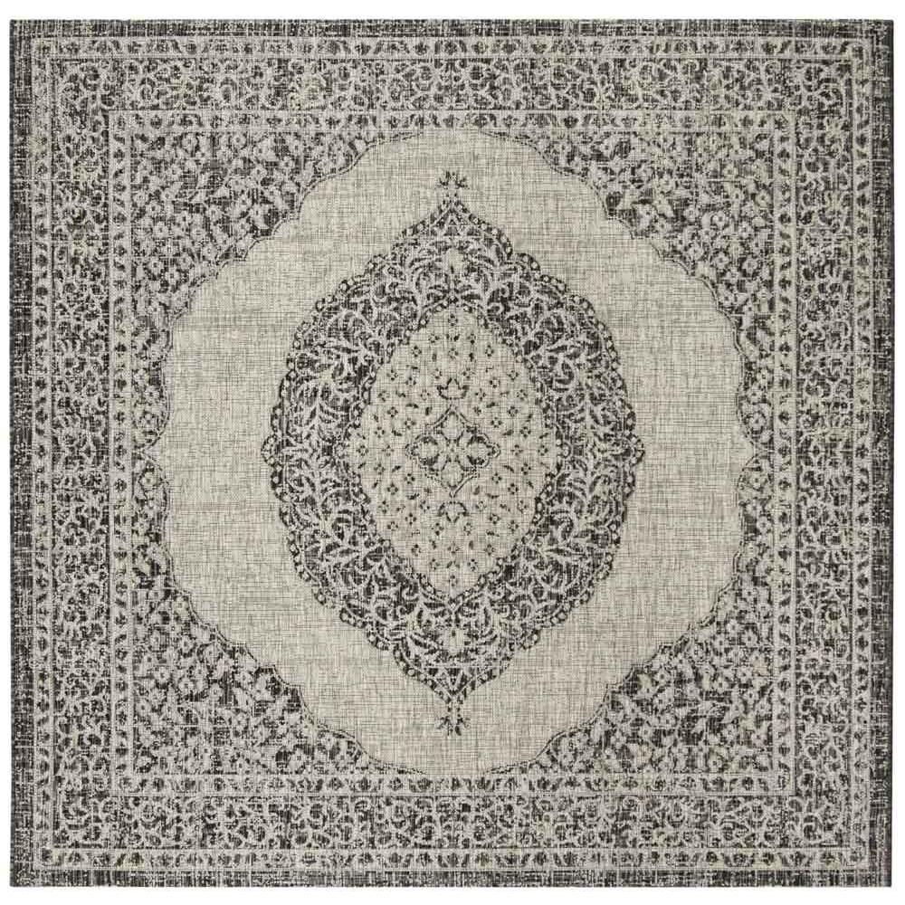 COURTYARD, LIGHT GREY / BLACK, 6'-7" X 6'-7" Square, Area Rug, CY8751-37612-7SQ. The main picture.