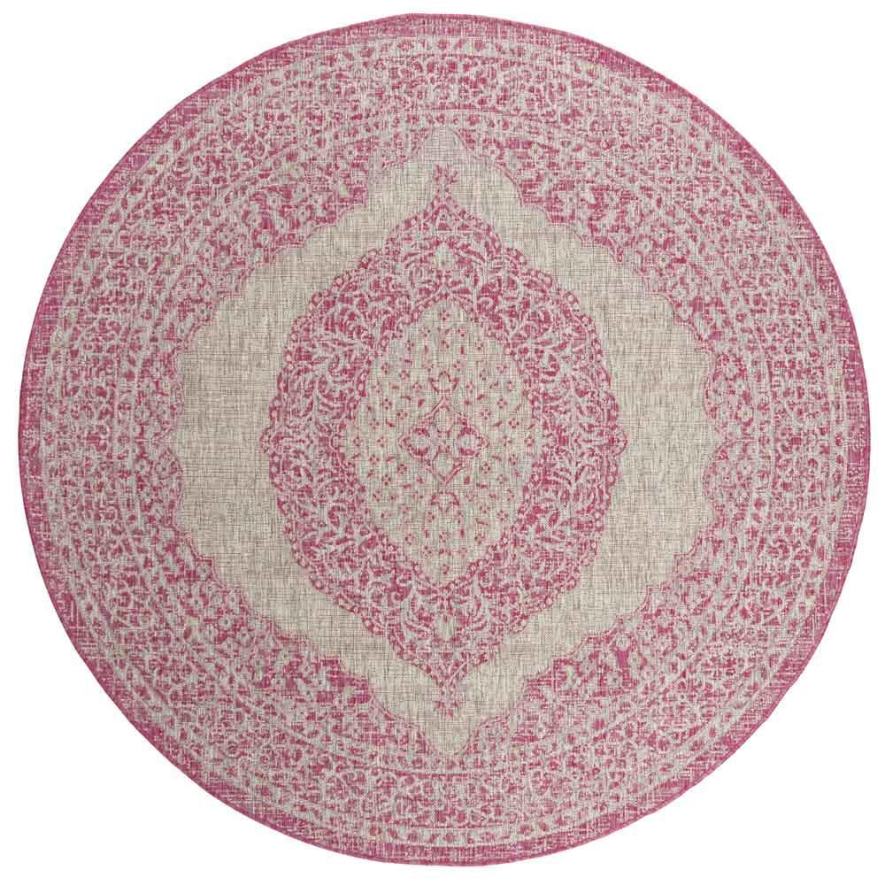 COURTYARD, LIGHT GREY / FUCHSIA, 6'-7" X 6'-7" Round, Area Rug, CY8751-39712-7R. Picture 1