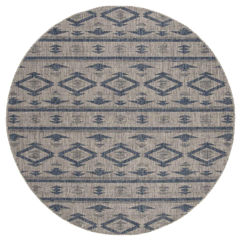 COURTYARD, GREY / NAVY, 6'-7" X 6'-7" Round, Area Rug, CY8863-36812-7R. Picture 1