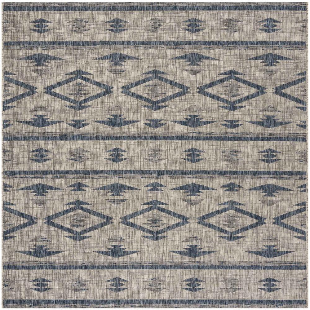 COURTYARD, GREY / NAVY, 6'-7" X 6'-7" Square, Area Rug, CY8863-36812-7SQ. Picture 1