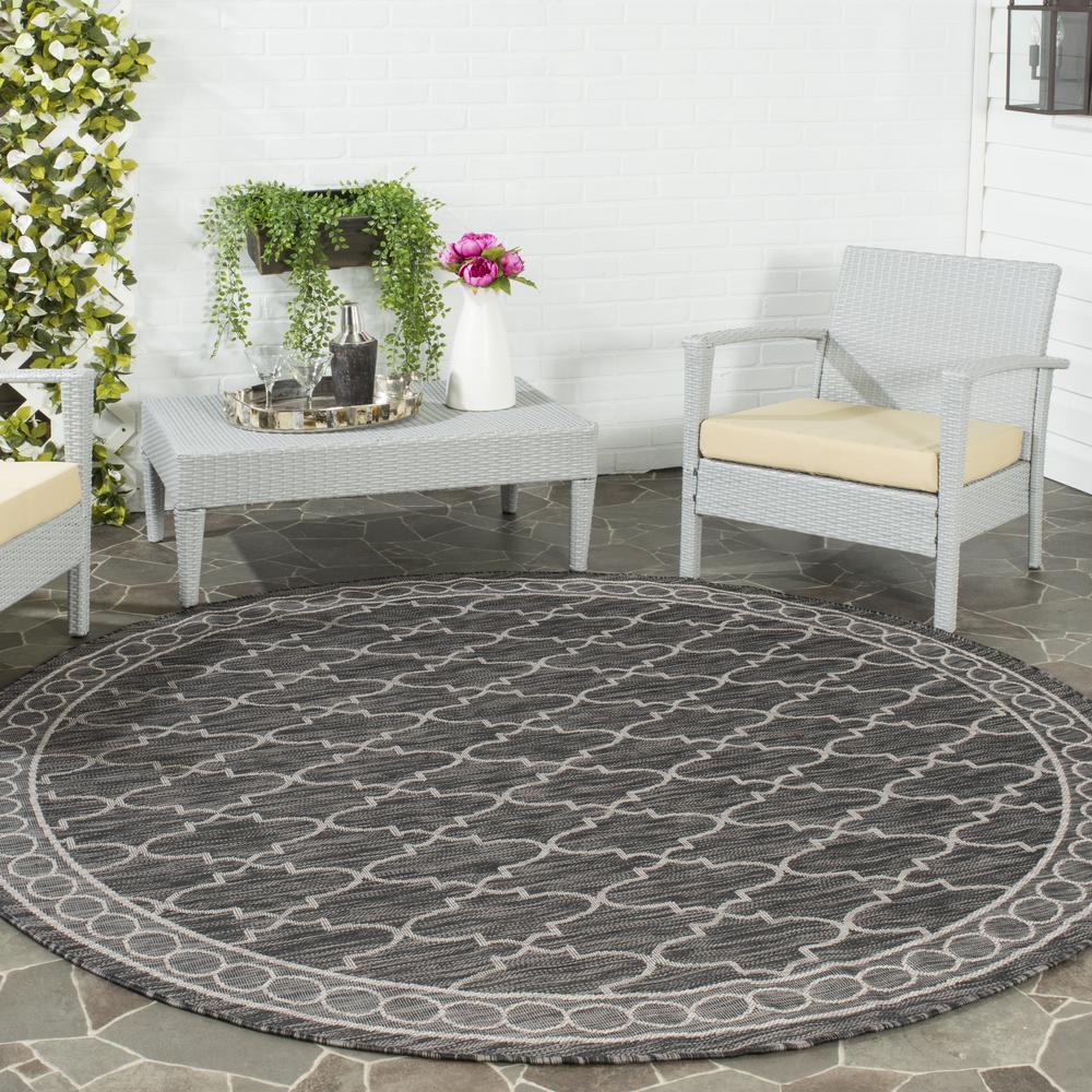 COURTYARD, BLACK / BEIGE, 6'-7" X 6'-7" Round, Area Rug, CY8871-36621-7R. Picture 1