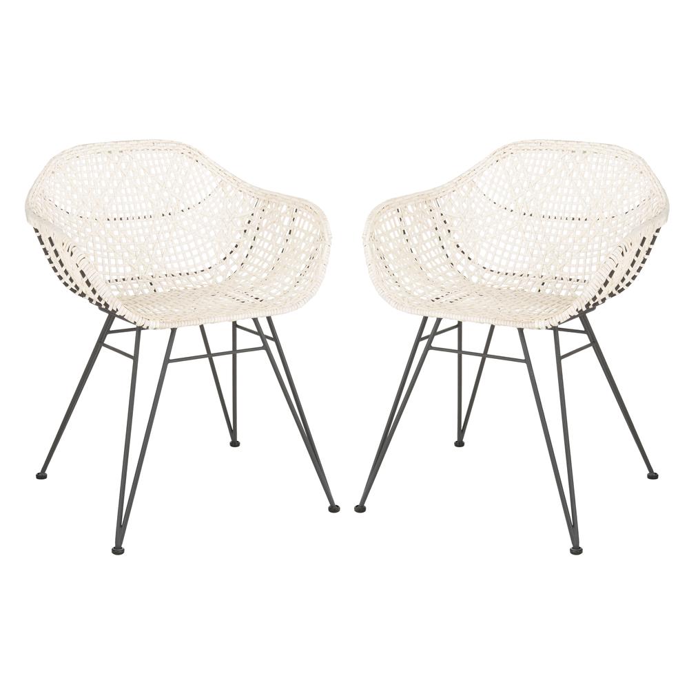 Jadis Leather Woven Dining Chair, White/Grey. Picture 2