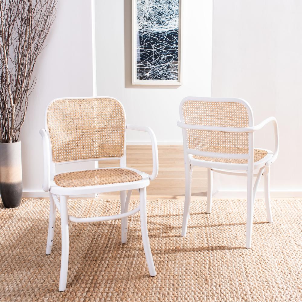 Keiko Cane Dining Chair, White/Natural. Picture 7
