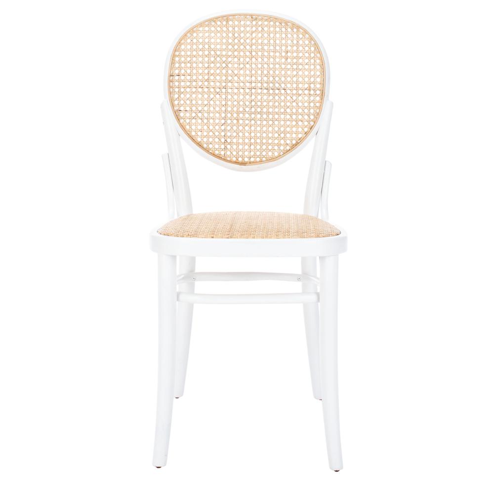 Sonia Cane Dining Chair, White/Natural. Picture 1
