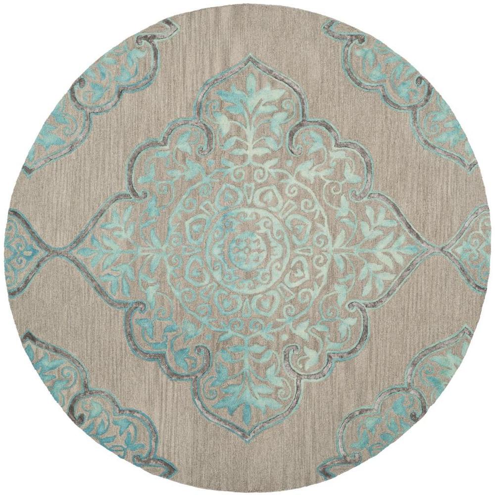 DIP DYE, GREY / TURQUOISE, 7' X 7' Round, Area Rug, DDY510C-7R. Picture 1