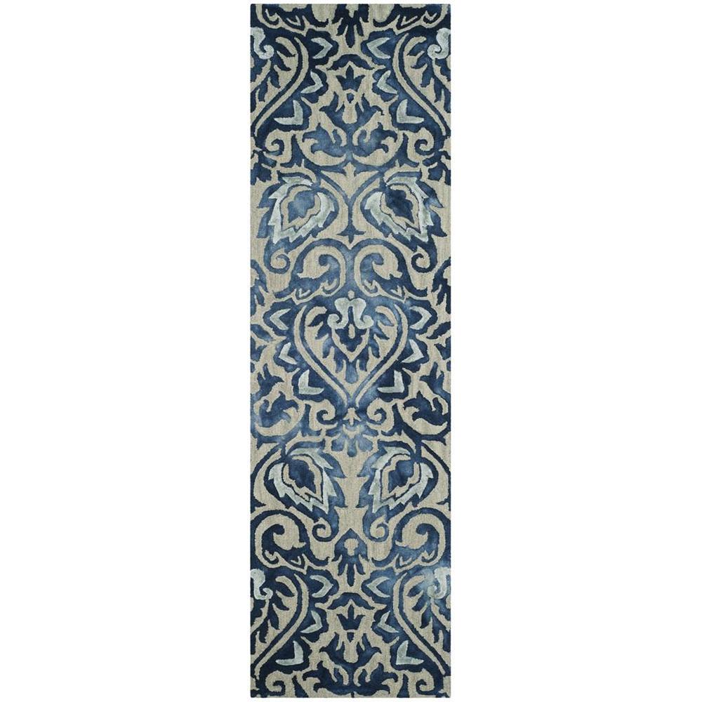 DIP DYE, ROYAL BLUE / BEIGE, 2'-3" X 8', Area Rug. Picture 1