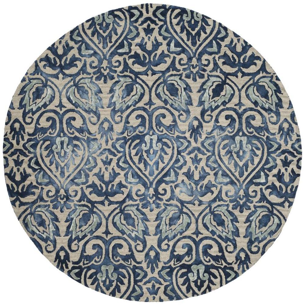 DIP DYE, ROYAL BLUE / BEIGE, 7' X 7' Round, Area Rug. Picture 1