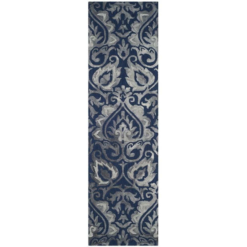 DIP DYE, NAVY / GREY, 2'-3" X 8', Area Rug. Picture 1