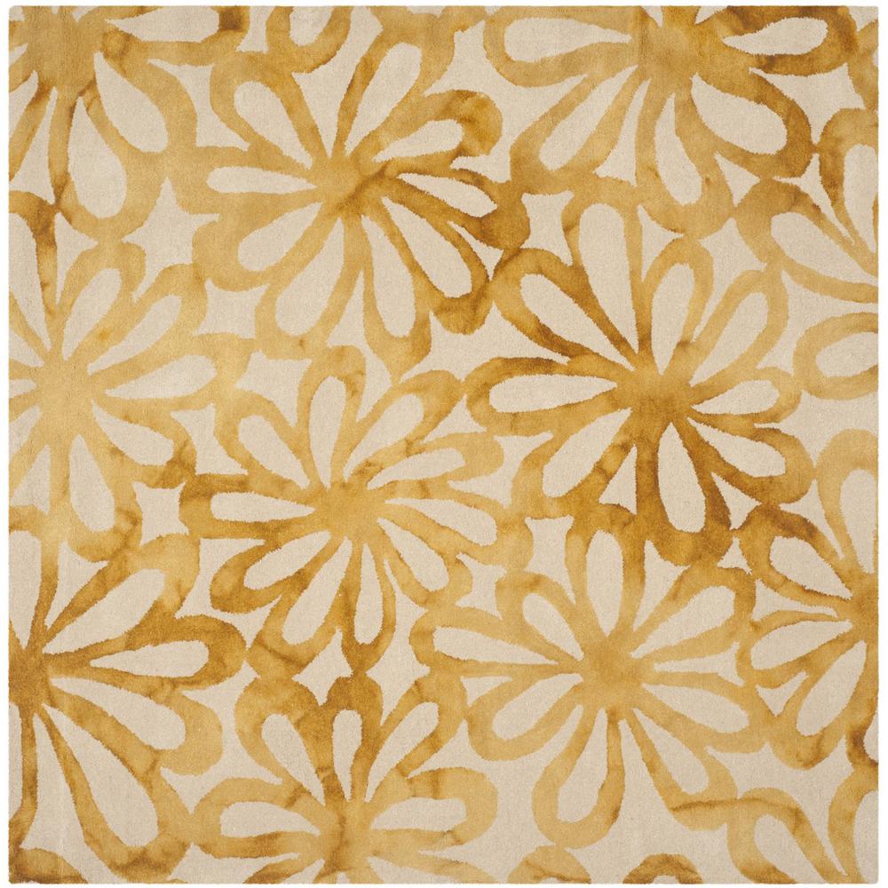 DIP DYE, BEIGE / GOLD, 7' X 7' Square, Area Rug. Picture 1