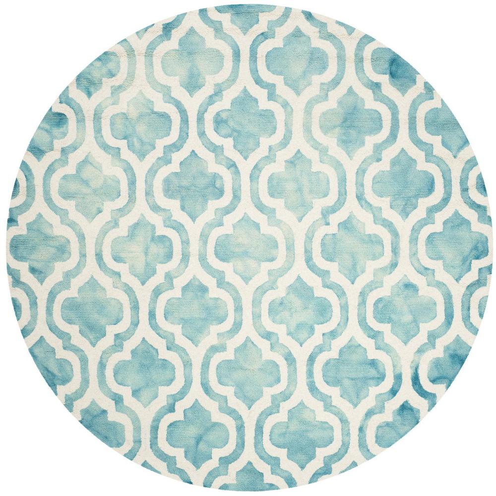 DIP DYE, TURQUOISE / IVORY, 7' X 7' Round, Area Rug, DDY537D-7R. The main picture.