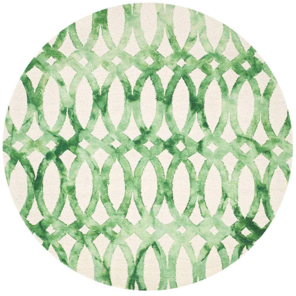 DIP DYE, IVORY / GREEN, 7' X 7' Round, Area Rug. Picture 1