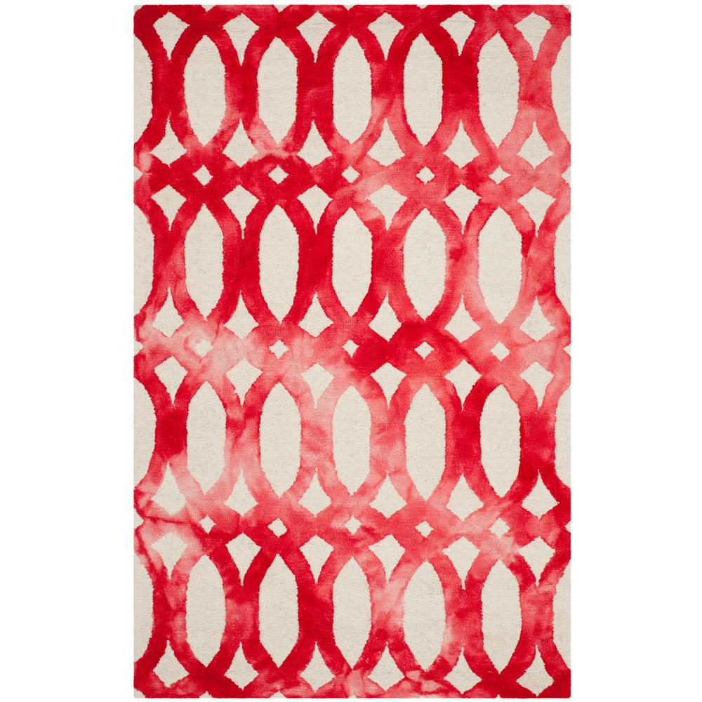 DIP DYE, IVORY / RED, 5' X 8', Area Rug. Picture 1