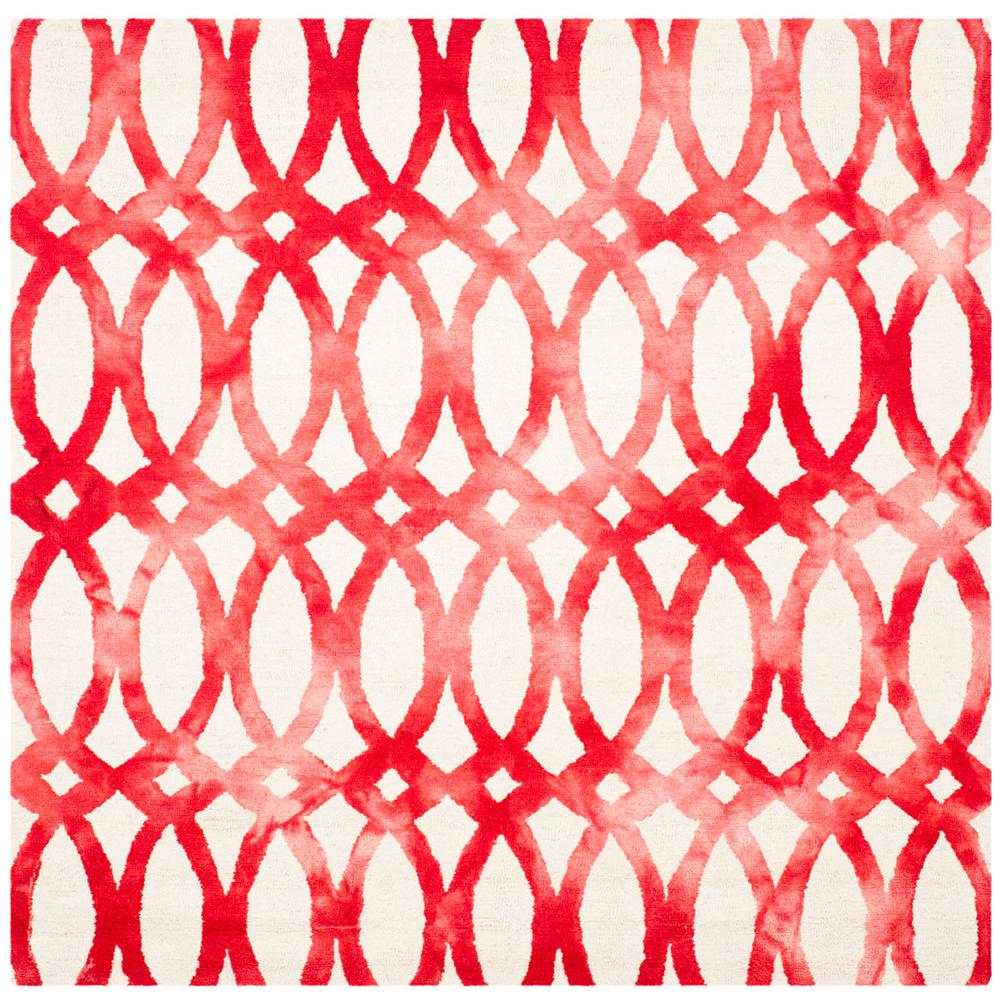 DIP DYE, IVORY / RED, 7' X 7' Square, Area Rug. Picture 1
