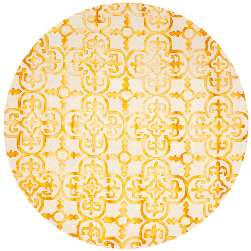 DIP DYE, IVORY / GOLD, 7' X 7' Round, Area Rug, DDY711C-7R. Picture 1