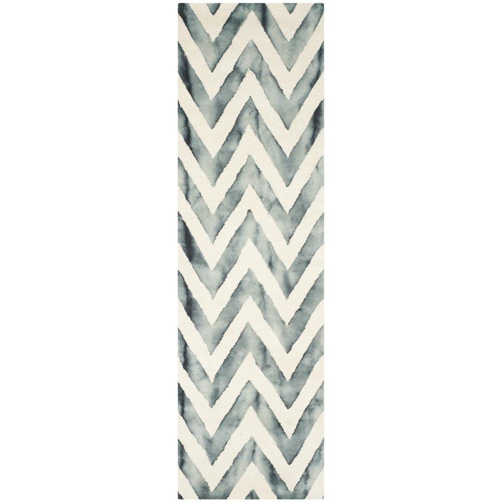 DIP DYE, IVORY / GREY, 2'-3" X 8', Area Rug. Picture 1