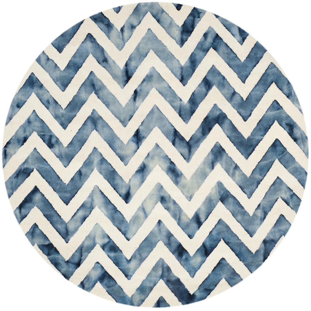 DIP DYE, IVORY / NAVY, 7' X 7' Round, Area Rug, DDY715P-7R. Picture 1