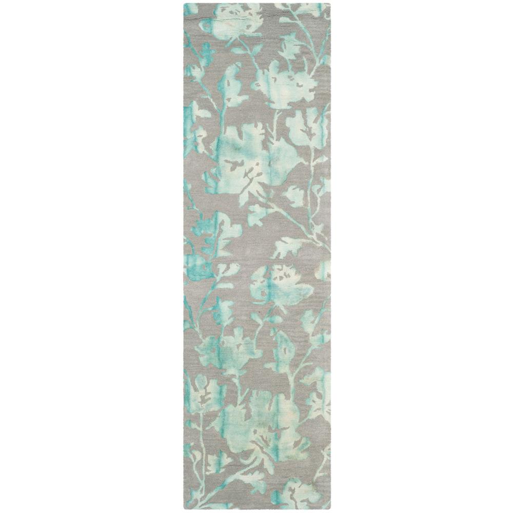 DIP DYE, GREY / TURQUOISE, 2'-3" X 8', Area Rug, DDY716L-28. Picture 1