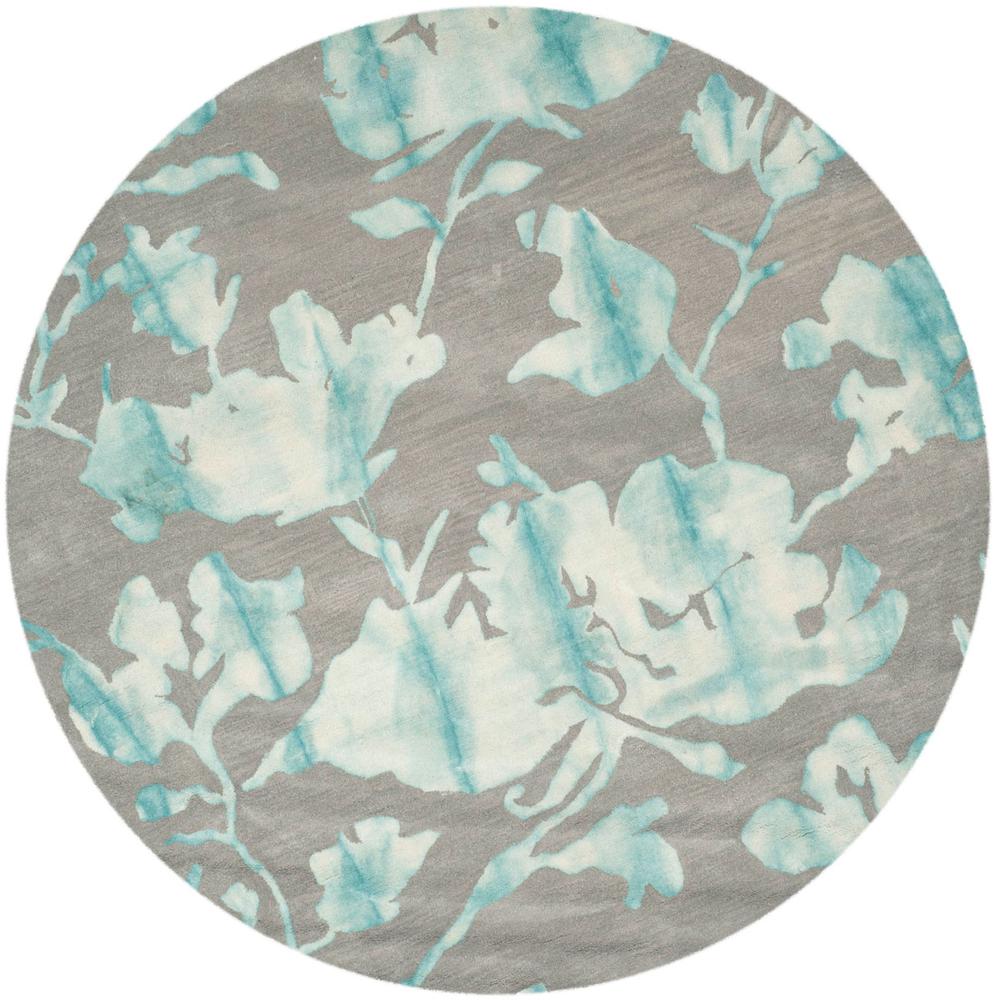 DIP DYE, GREY / TURQUOISE, 7' X 7' Round, Area Rug, DDY716L-7R. Picture 1