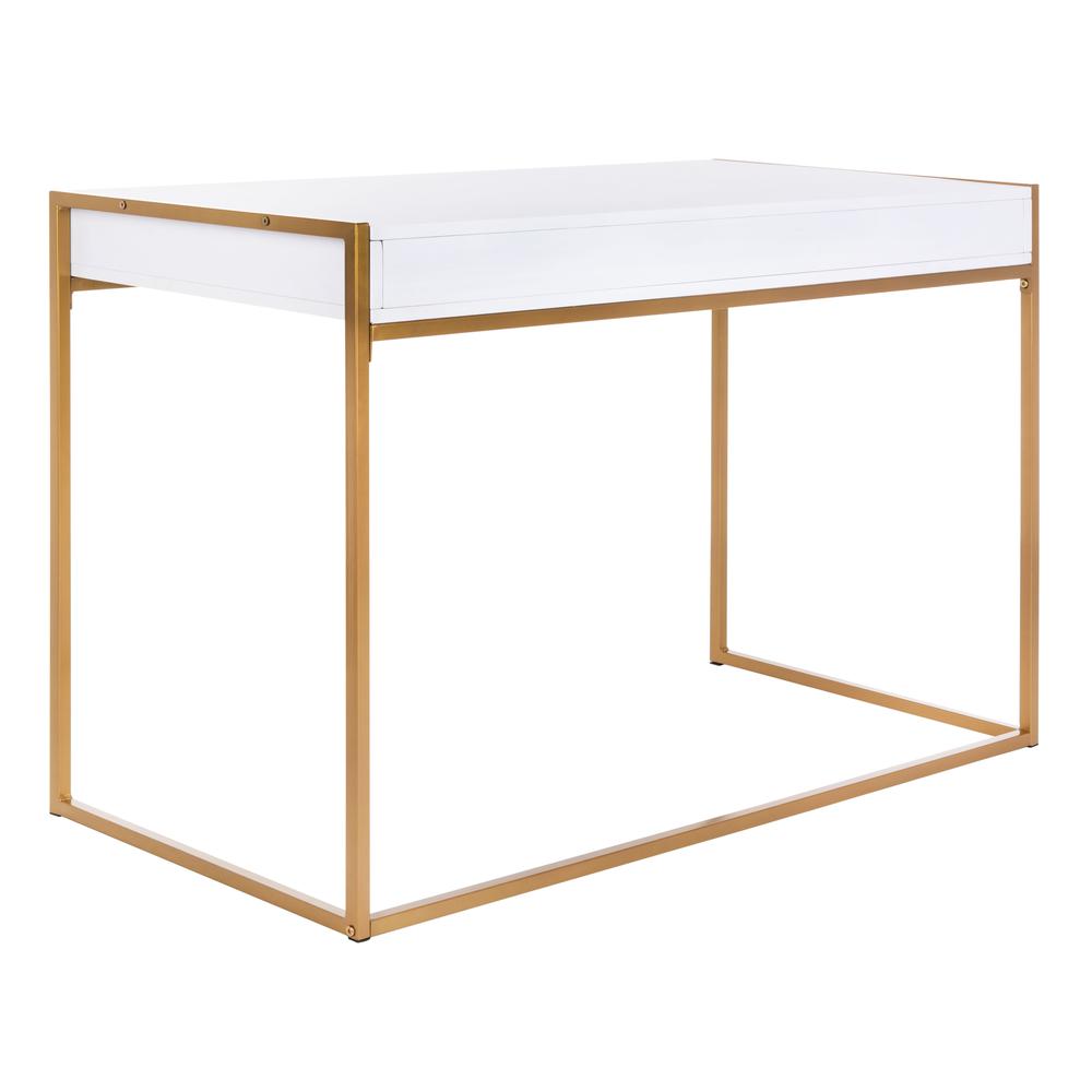 Elodie 1 Drawer Desk, White/Gold. Picture 3