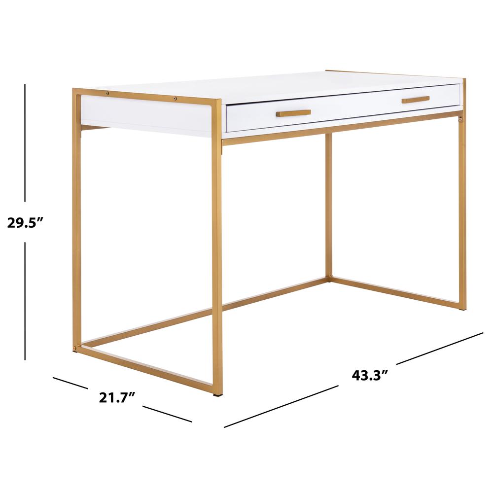 Elodie 1 Drawer Desk, White/Gold. Picture 6