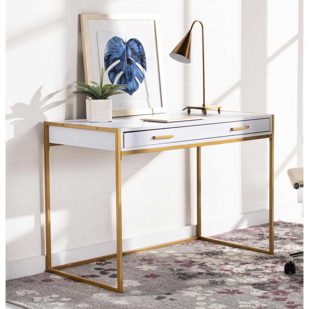 Elodie 1 Drawer Desk, White/Gold. Picture 8