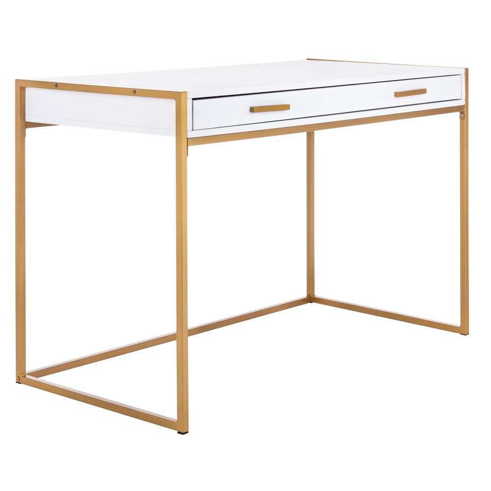Elodie 1 Drawer Desk, White/Gold. Picture 10