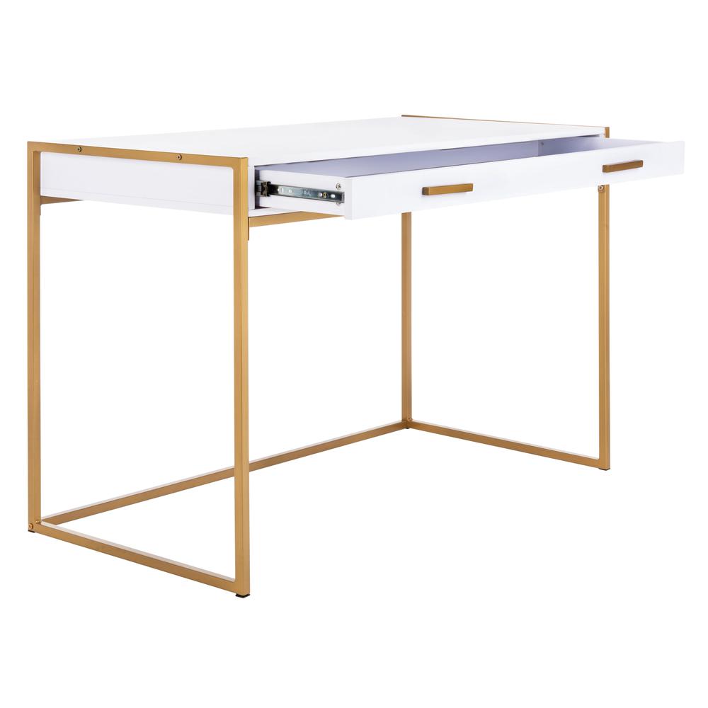Elodie 1 Drawer Desk, White/Gold. Picture 9
