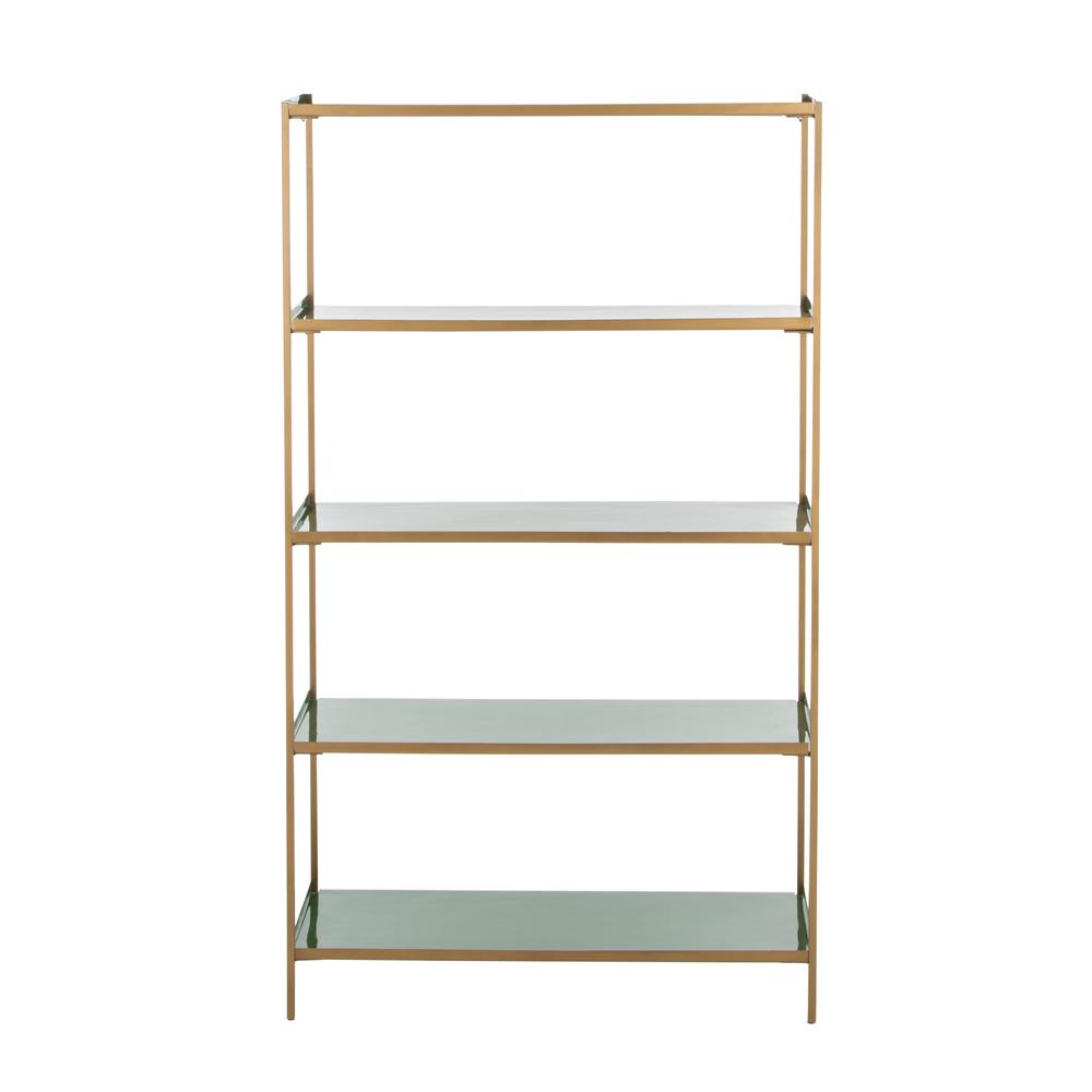 Justine 5 Tier Etagere, Green/Brass. Picture 2