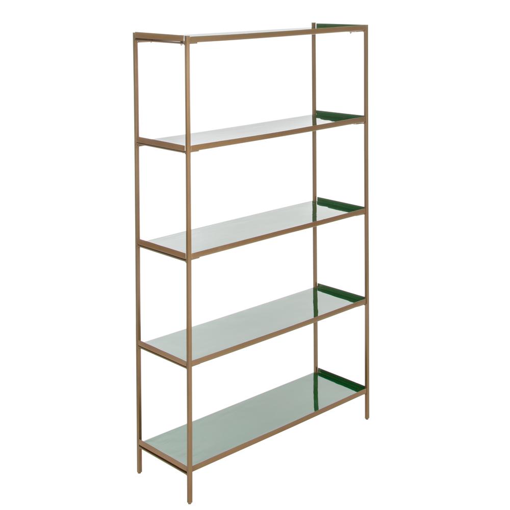 Justine 5 Tier Etagere, Green/Brass. Picture 3