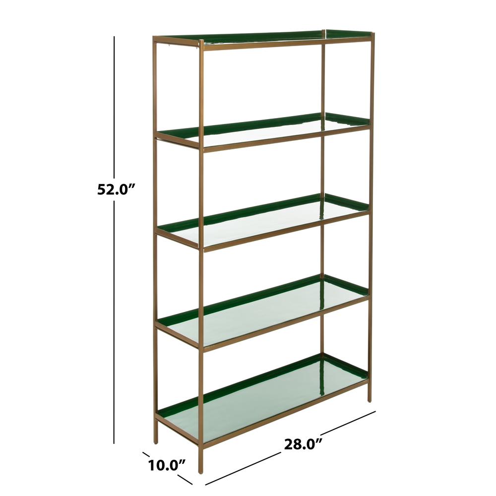 Justine 5 Tier Etagere, Green/Brass. Picture 5