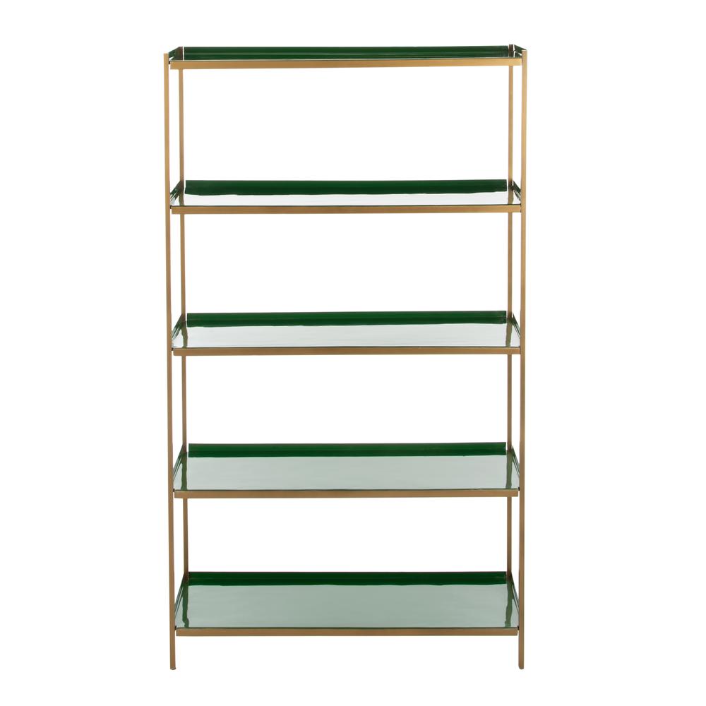 Justine 5 Tier Etagere, Green/Brass. Picture 1