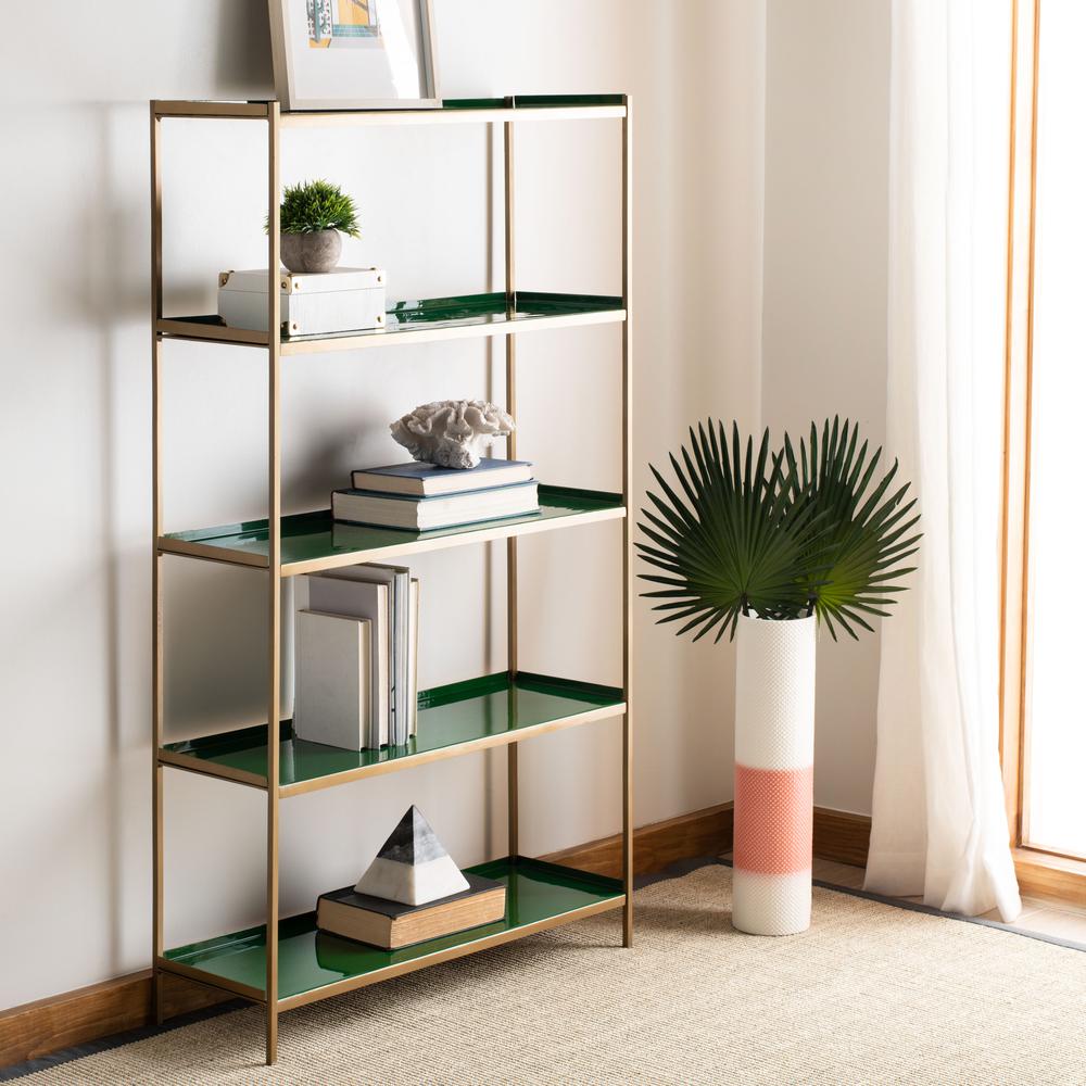 Justine 5 Tier Etagere, Green/Brass. Picture 7