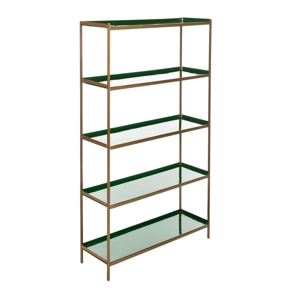 Justine 5 Tier Etagere, Green/Brass. Picture 8
