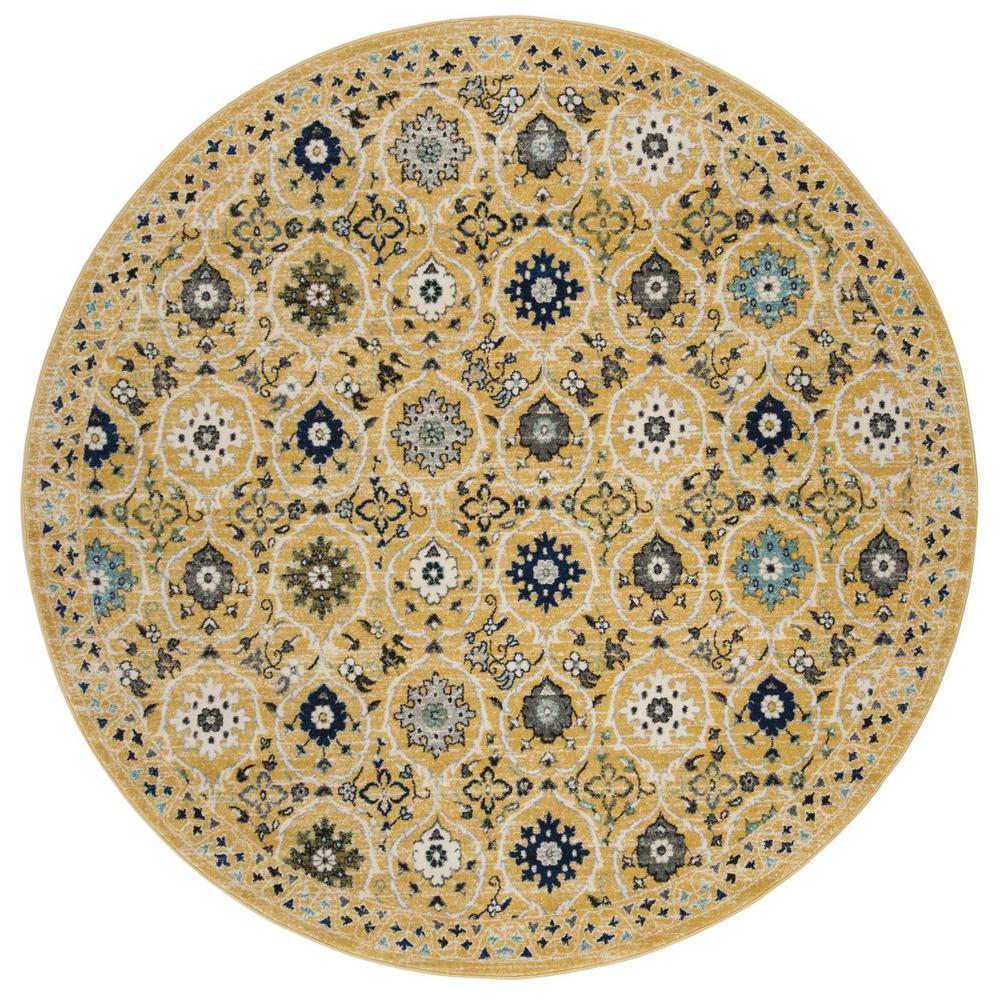 EVOKE, GOLD / IVORY, 6'-7" X 6'-7" Round, Area Rug, EVK210B-7R. Picture 1