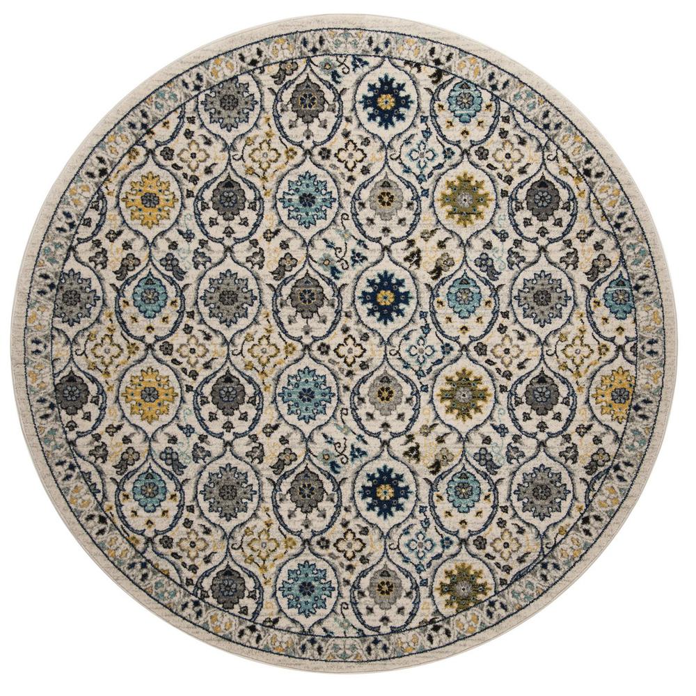 EVOKE, IVORY / BLUE, 6'-7" X 6'-7" Round, Area Rug, EVK210C-7R. Picture 1