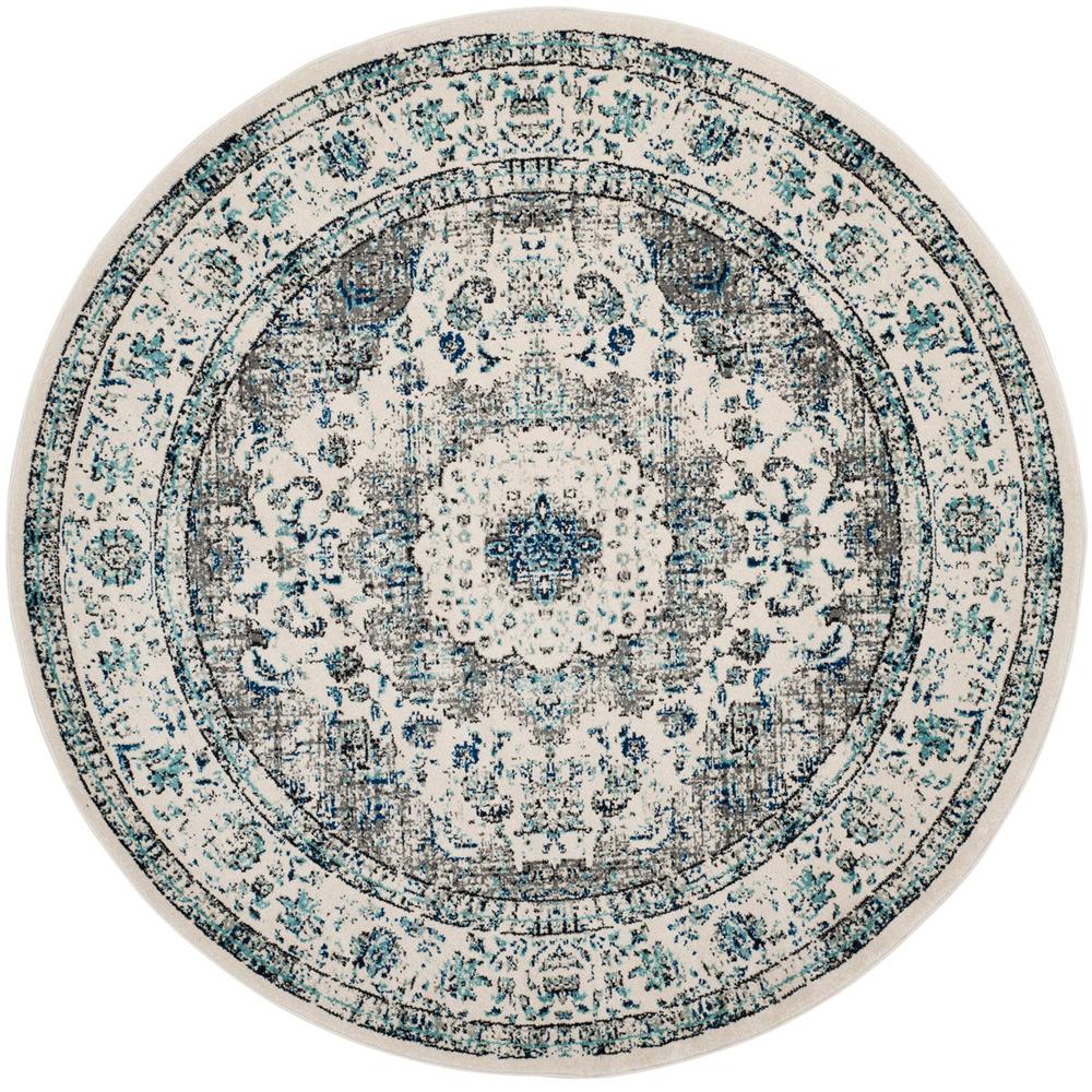 EVOKE, IVORY / GREY, 6'-7" X 6'-7" Round, Area Rug, EVK220D-7R. Picture 1