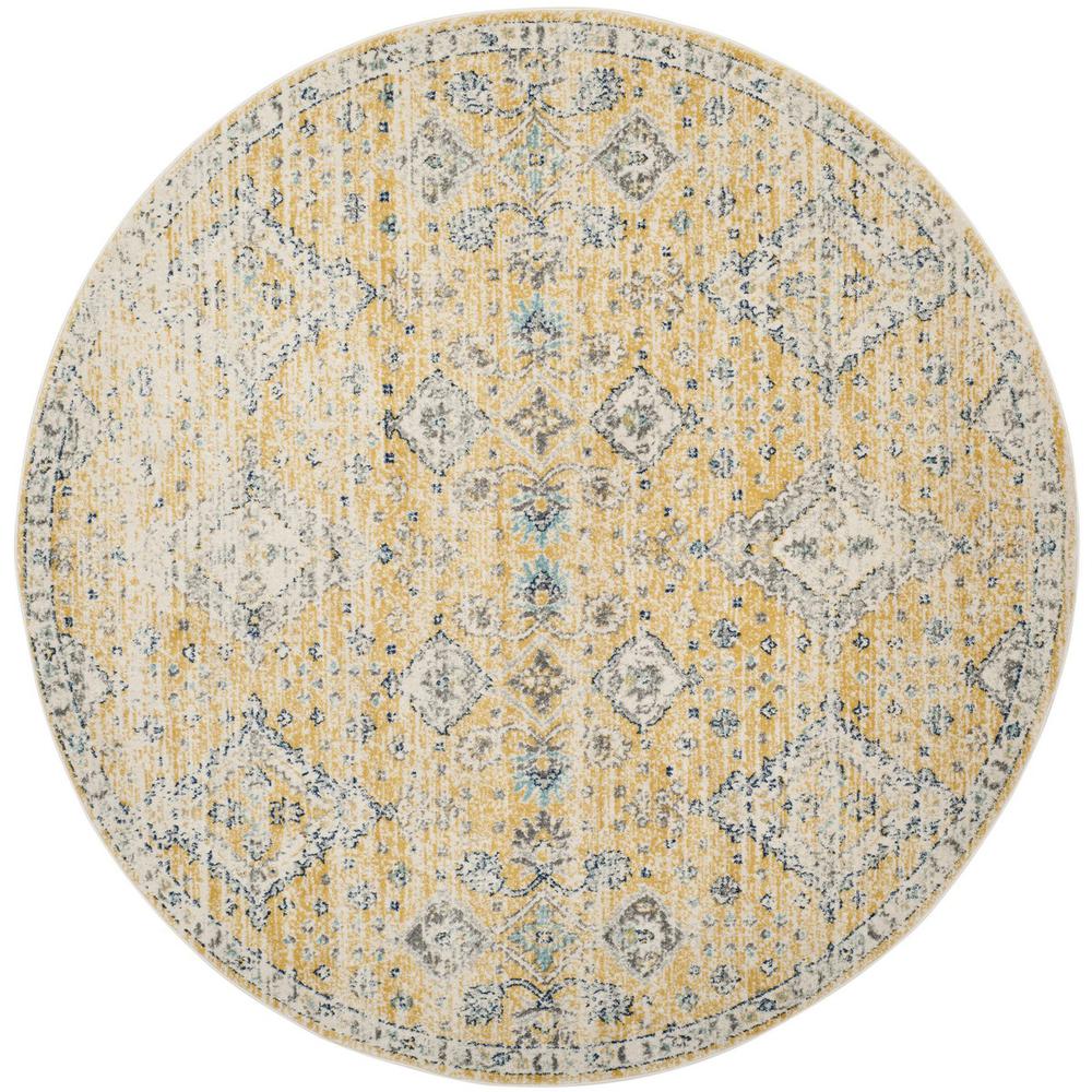 EVOKE, GOLD / IVORY, 6'-7" X 6'-7" Round, Area Rug, EVK224B-7R. Picture 1
