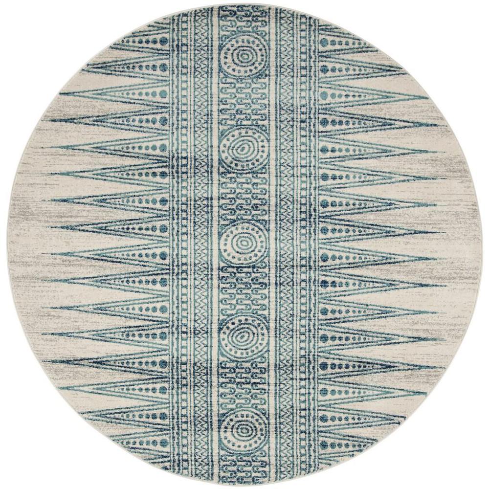 EVOKE, IVORY / TURQUOISE, 6'-7" X 6'-7" Round, Area Rug. The main picture.