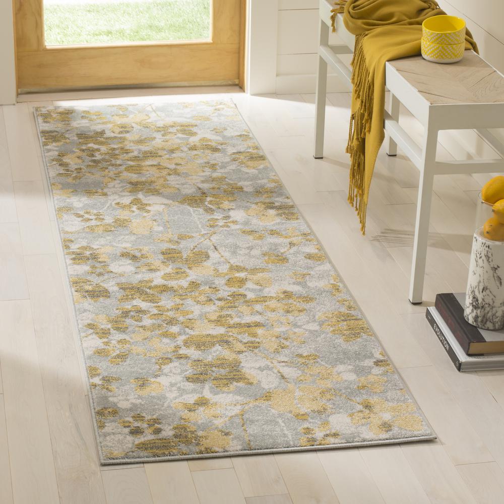 EVOKE, GREY / GOLD, 2'-2" X 7', Area Rug, EVK236P-27. Picture 1