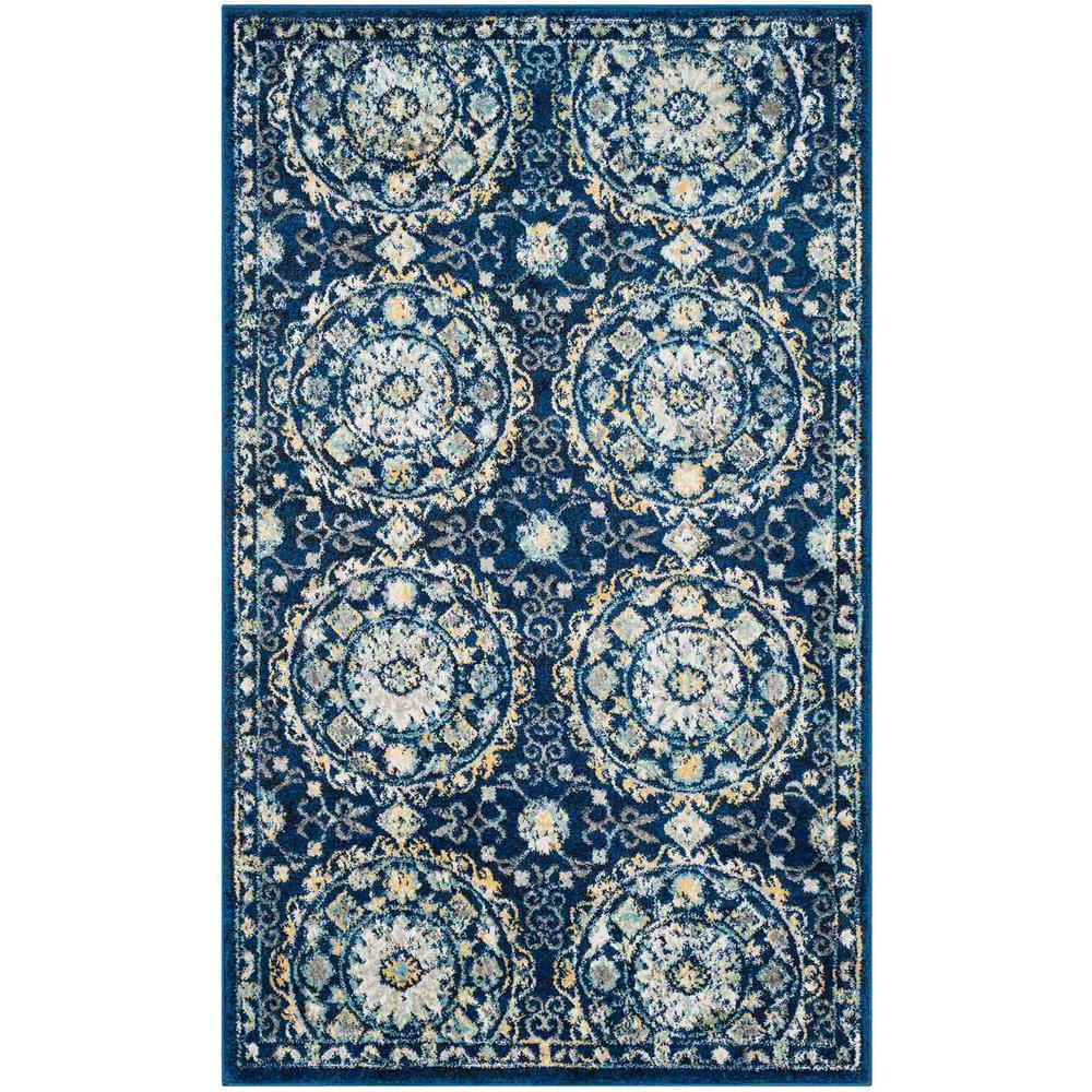 EVOKE, NAVY / IVORY, 3' X 5', Area Rug, EVK252A-3. Picture 1