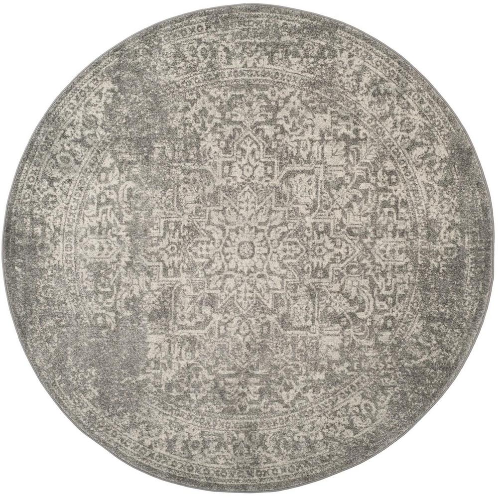 EVOKE, SILVER / IVORY, 6'-7" X 6'-7" Round, Area Rug, EVK256S-7R. The main picture.