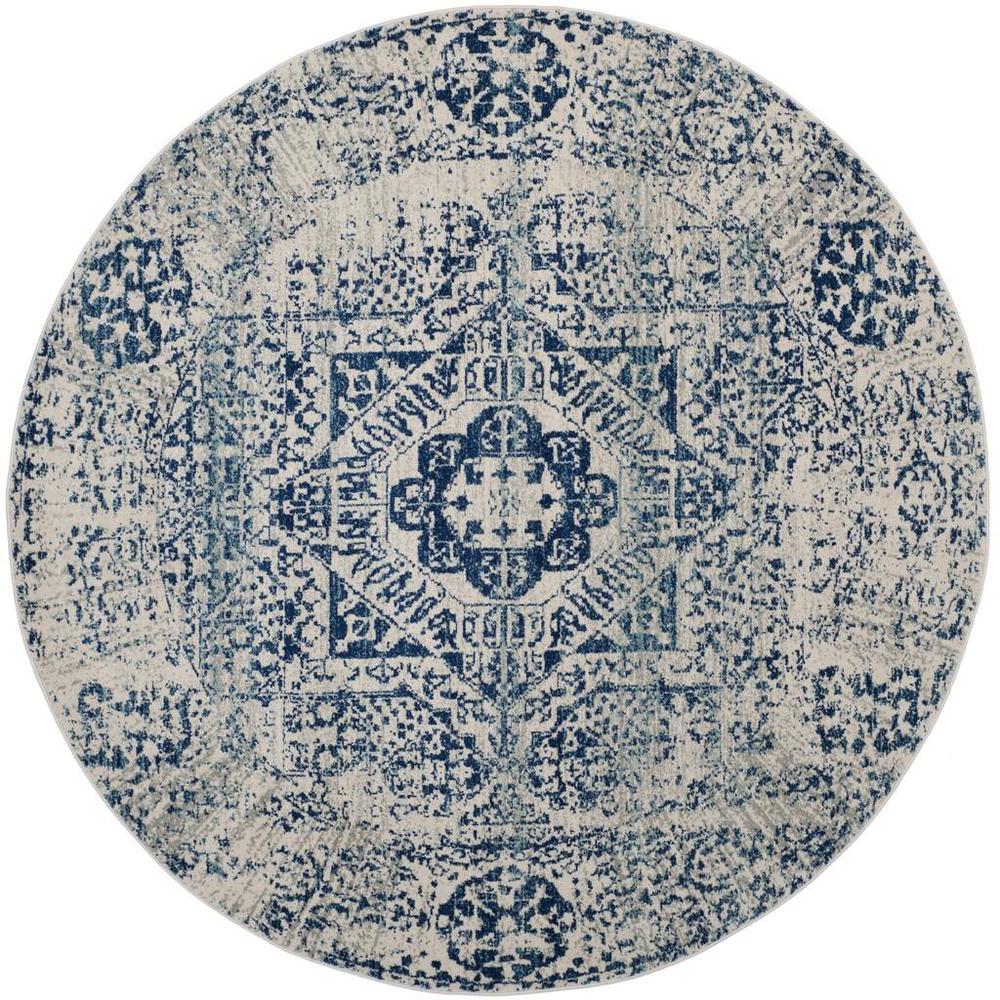 EVOKE, IVORY / BLUE, 6'-7" X 6'-7" Round, Area Rug, EVK260C-7R. Picture 1
