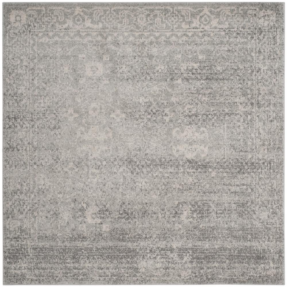 EVOKE, SILVER / IVORY, 5'-1" X 5'-1" Square, Area Rug, EVK270Z-5SQ. The main picture.
