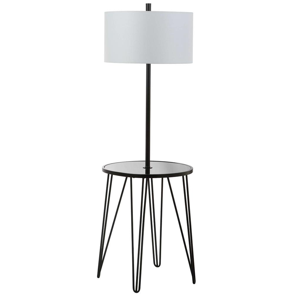 Ciro 58-Inch H Floor Lamp Side Table, Black. Picture 3